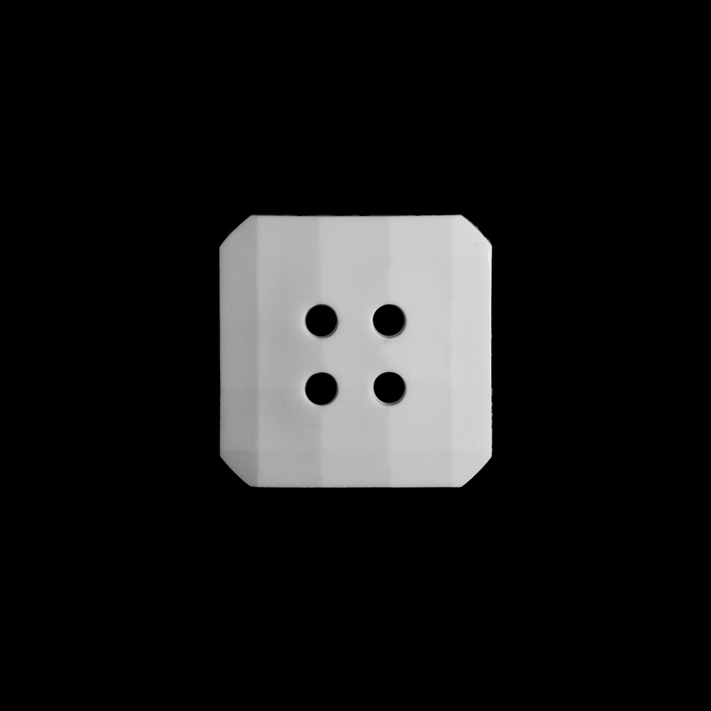 White Square Bevel Cut Button – 24L/15mm White Square Bevel Cut Button – 24L/15mm