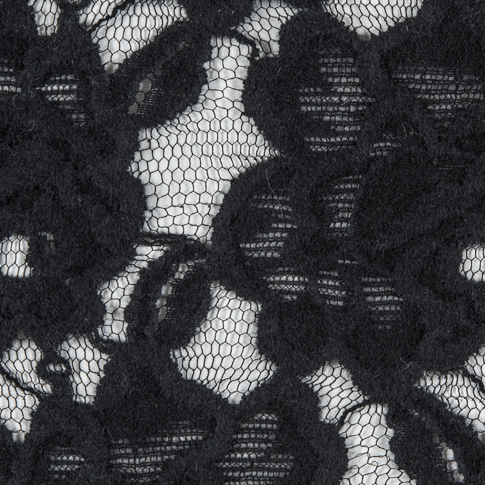 Jay Godfrey Black Floral Flocked Lace Jay Godfrey Black Floral Flocked Lace