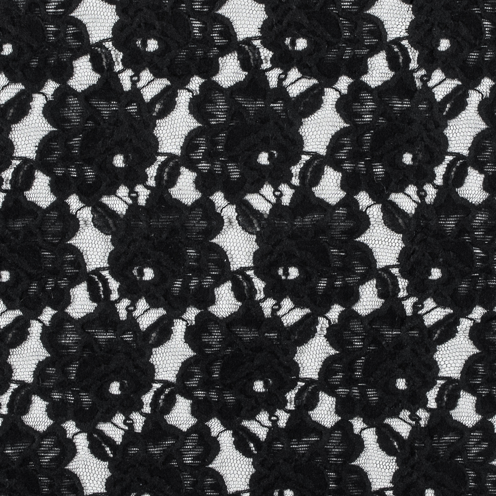 Jay Godfrey Black Floral Flocked Lace Jay Godfrey Black Floral Flocked Lace