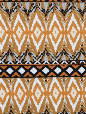 Golden Oak and Spruce Yellow Geometric Printed Stretch Double Knit Golden Oak and Spruce Yellow Geometric Printed Stretch Double Knit