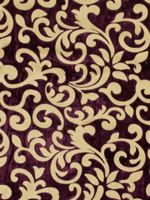Royal Purple Velvet with Royal Gold Foil Foliage Design Royal Purple Velvet with Royal Gold Foil Foliage Design