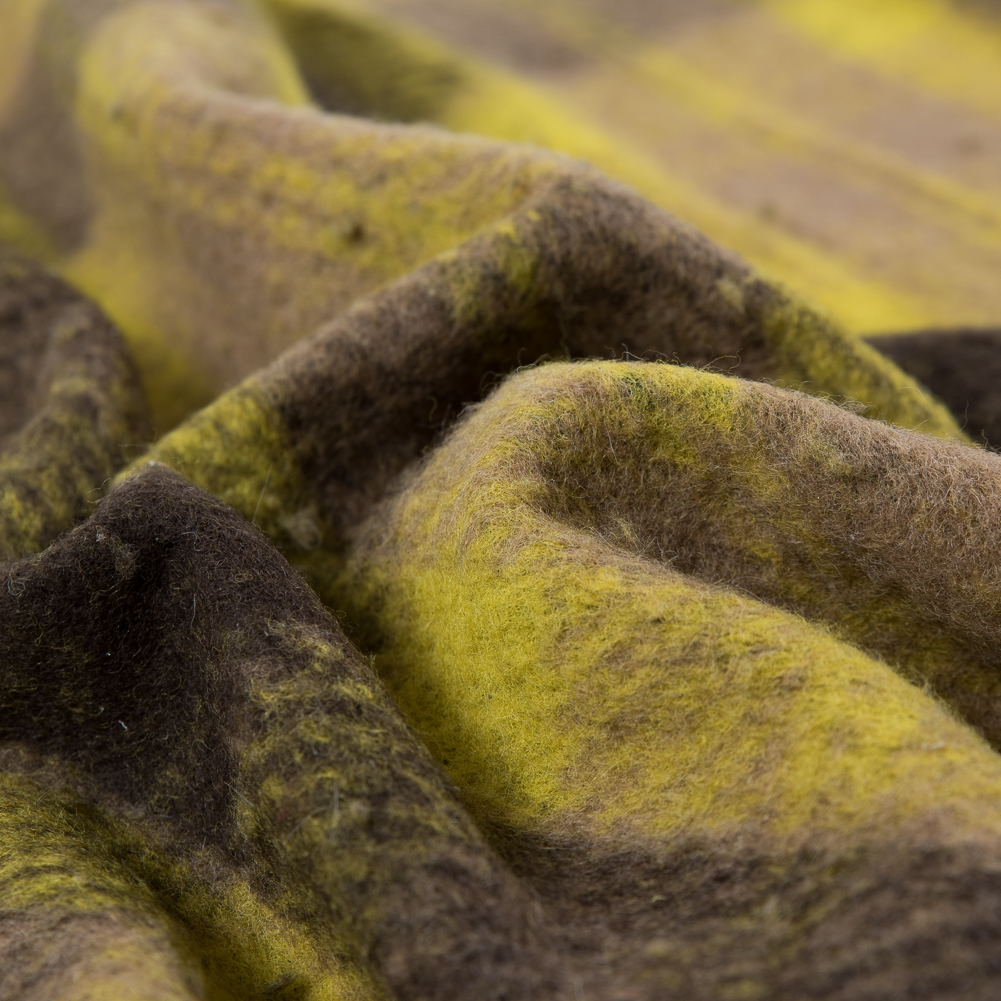 Medium Apple Green Plaid Wool bonded with Solid Black Lamb Leather