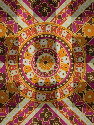 Famous NYC Designer Marigold and Magenta Printed Floral Panel Famous NYC Designer Marigold and Magenta Printed Floral Panel