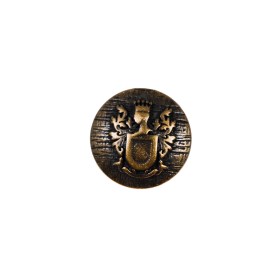 Antique Gold Coat of Arms Crest Metal Button – 24L/15mm Antique Gold Coat of Arms Crest Metal Button – 24L/15mm