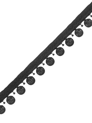 Black Beaded Coin Trim with Lip – 1″ Black Beaded Coin Trim with Lip – 1″
