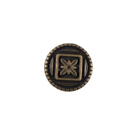 Bronze Floral Etched Metal Shank Back Button – 24L/15mm Bronze Floral Etched Metal Shank Back Button – 24L/15mm