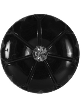 Black Dome Shaped Plastic Button with Rhinestone Center – 44L/28mm Black Dome Shaped Plastic Button with Rhinestone Center – 44L/28mm