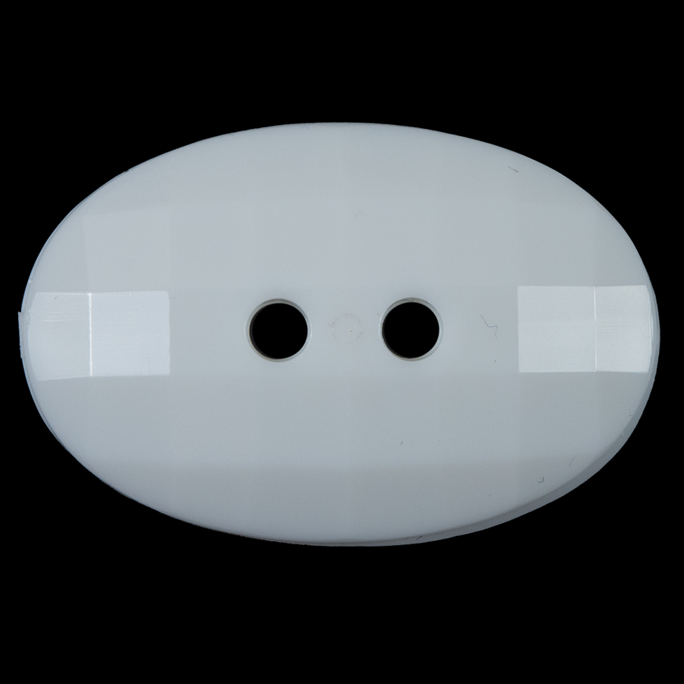 White Bevel Cut 2-Hole Oval Button - 64L/40.5mm