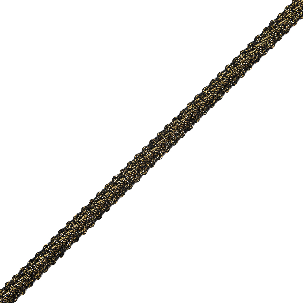 Metallic Gold and Black Braided Cord – 0.5″ Metallic Gold and Black Braided Cord – 0.5″