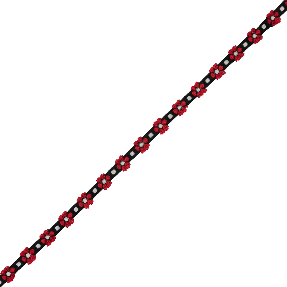 Red and Black Cotton Floral Trim – 0.375″ Red and Black Cotton Floral Trim – 0.375″