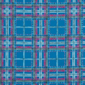 Blue and Pink Plaid Printed Stretch Cotton Sateen Blue and Pink Plaid Printed Stretch Cotton Sateen