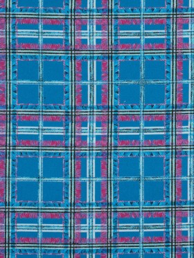 Blue and Pink Plaid Printed Stretch Cotton Sateen Blue and Pink Plaid Printed Stretch Cotton Sateen