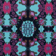 Pink and Green Floral Polyester Jersey Pink and Green Floral Polyester Jersey