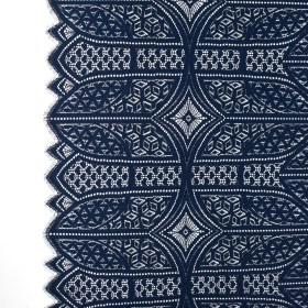 Lace with Finished Eyelash Edges – Navy Geometric Lace with Finished Eyelash Edges – Navy Geometric