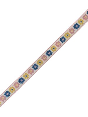 Pink, Yellow and Blue Floral Embroidered Ribbon – 0.5″ Pink, Yellow and Blue Floral Embroidered Ribbon – 0.5″