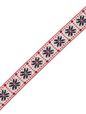 German Red and Blue Floral Jacquard Ribbon – 1″ German Red and Blue Floral Jacquard Ribbon – 1″