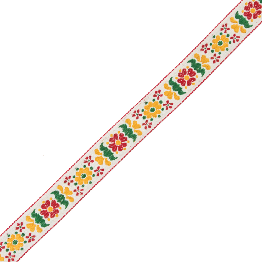 German Red and Yellow Floral Jacquard Ribbon – 0.875″ German Red and Yellow Floral Jacquard Ribbon – 0.875″
