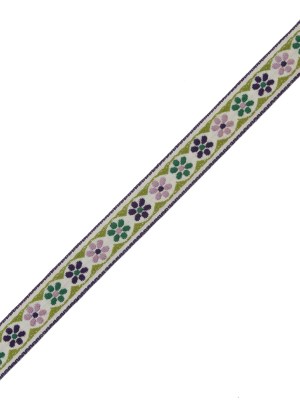German Green and Lilac Floral Jacquard Ribbon – 0.75″ German Green and Lilac Floral Jacquard Ribbon – 0.75″