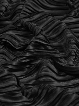 Italian Black Pleated Polyester Woven Italian Black Pleated Polyester Woven