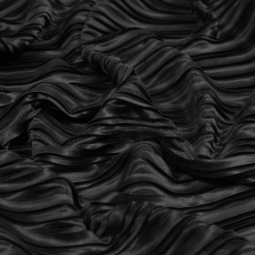 Italian Black Pleated Polyester Woven Italian Black Pleated Polyester Woven
