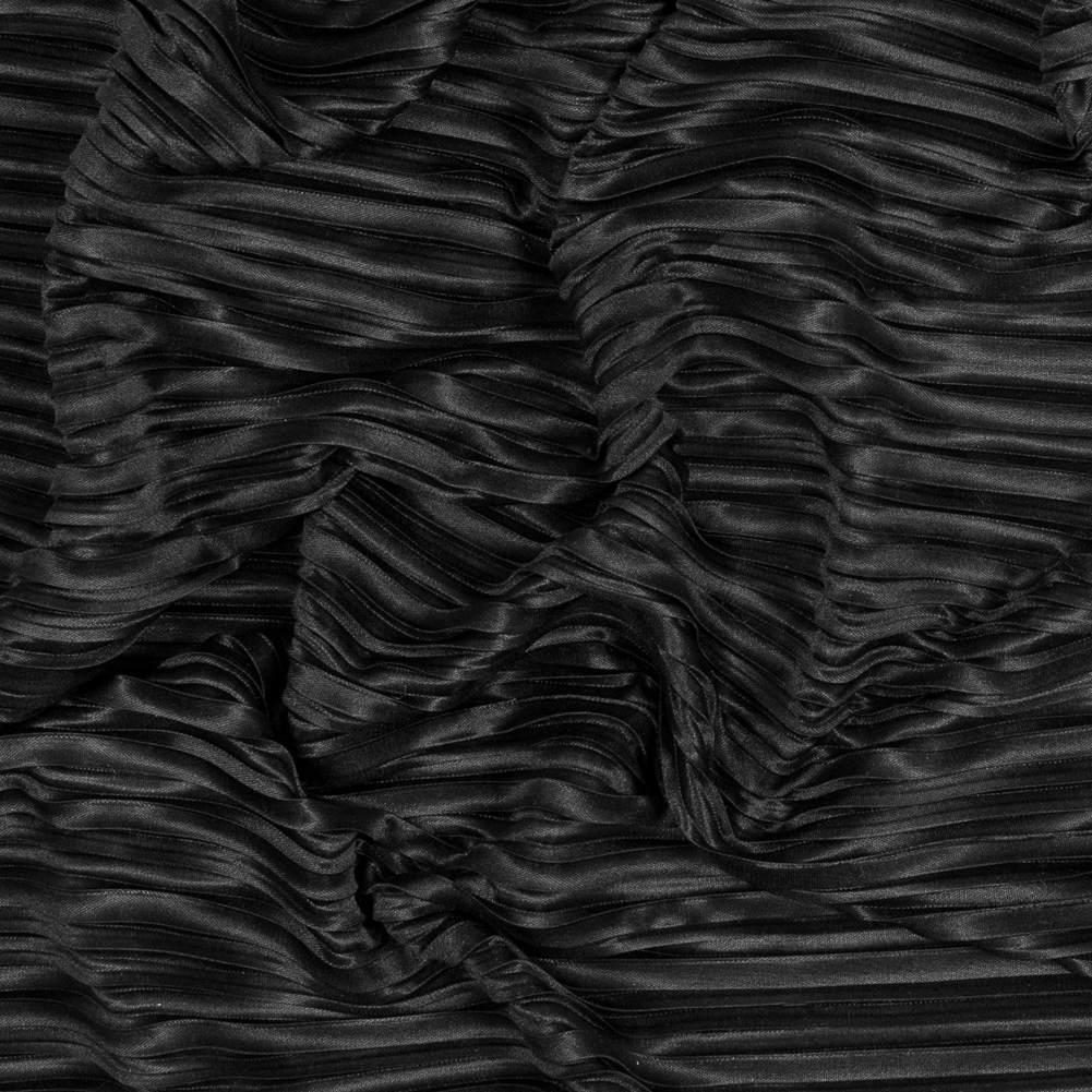 Italian Black Pleated Polyester Woven Italian Black Pleated Polyester Woven