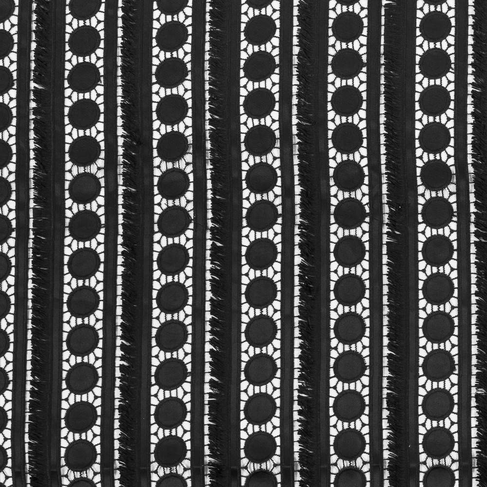 Fringed Guipure Lace – Black Geometric Fringed Guipure Lace – Black Geometric