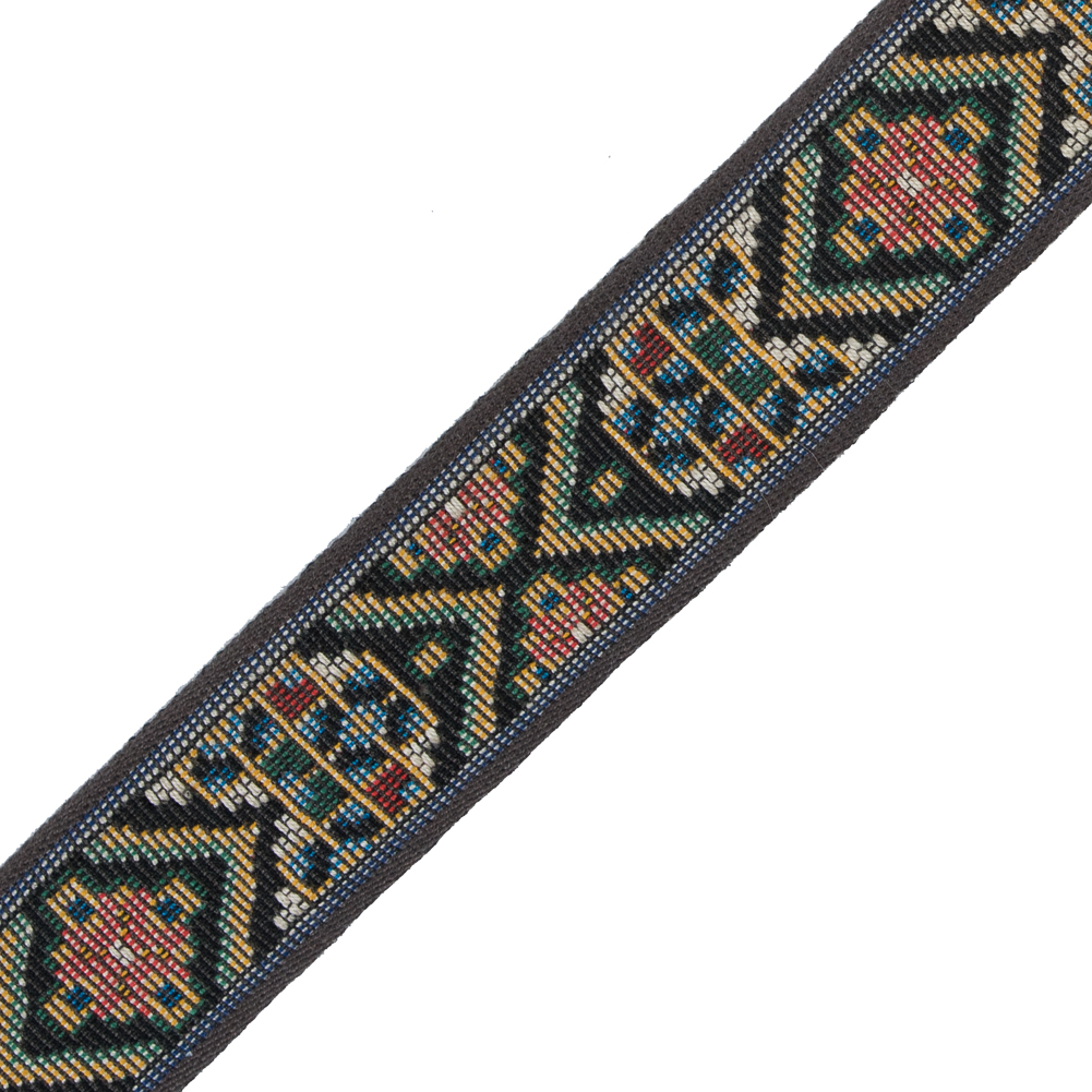 Brown and Yellow Tribal Jacquard Ribbon - 1.125"