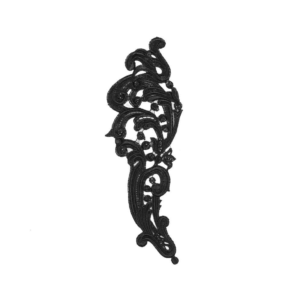 Black Sparkly Paisley Left Side Applique – 11″ x 4″ Black Sparkly Paisley Left Side Applique – 11″ x 4″