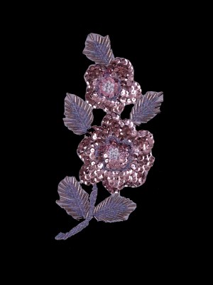 Pink Beaded and Sequined Floral Applique – 8″ x 4″ Pink Beaded and Sequined Floral Applique – 8″ x 4″