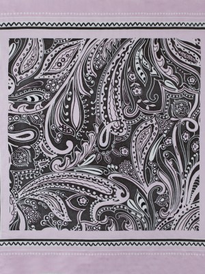 Lilac and Brown Paisley Border Printed Panel Lilac and Brown Paisley Border Printed Panel
