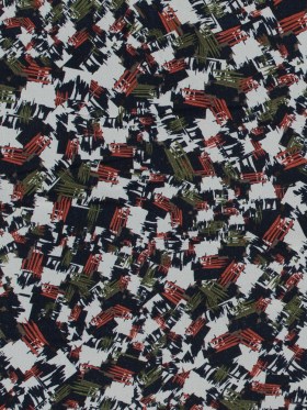 Jason Wu Navy, Burnt Orange and Green Abstract Silk Chiffon Jason Wu Navy, Burnt Orange and Green Abstract Silk Chiffon