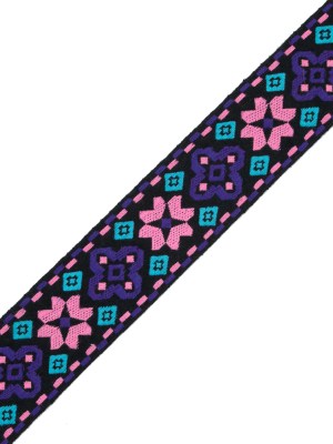 Pink and Purple Geometric Jacquard Ribbon – 2″ Pink and Purple Geometric Jacquard Ribbon – 2″
