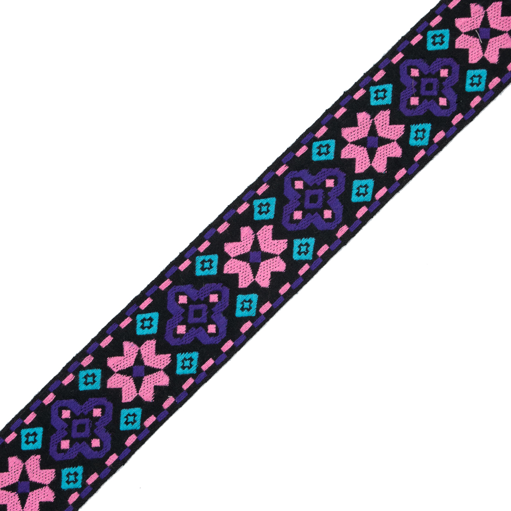 Pink and Purple Geometric Jacquard Ribbon – 2″ Pink and Purple Geometric Jacquard Ribbon – 2″