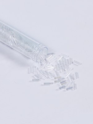 Clear Iridescent Czech Bugle Seed Beads – Size 3 Clear Iridescent Czech Bugle Seed Beads – Size 3