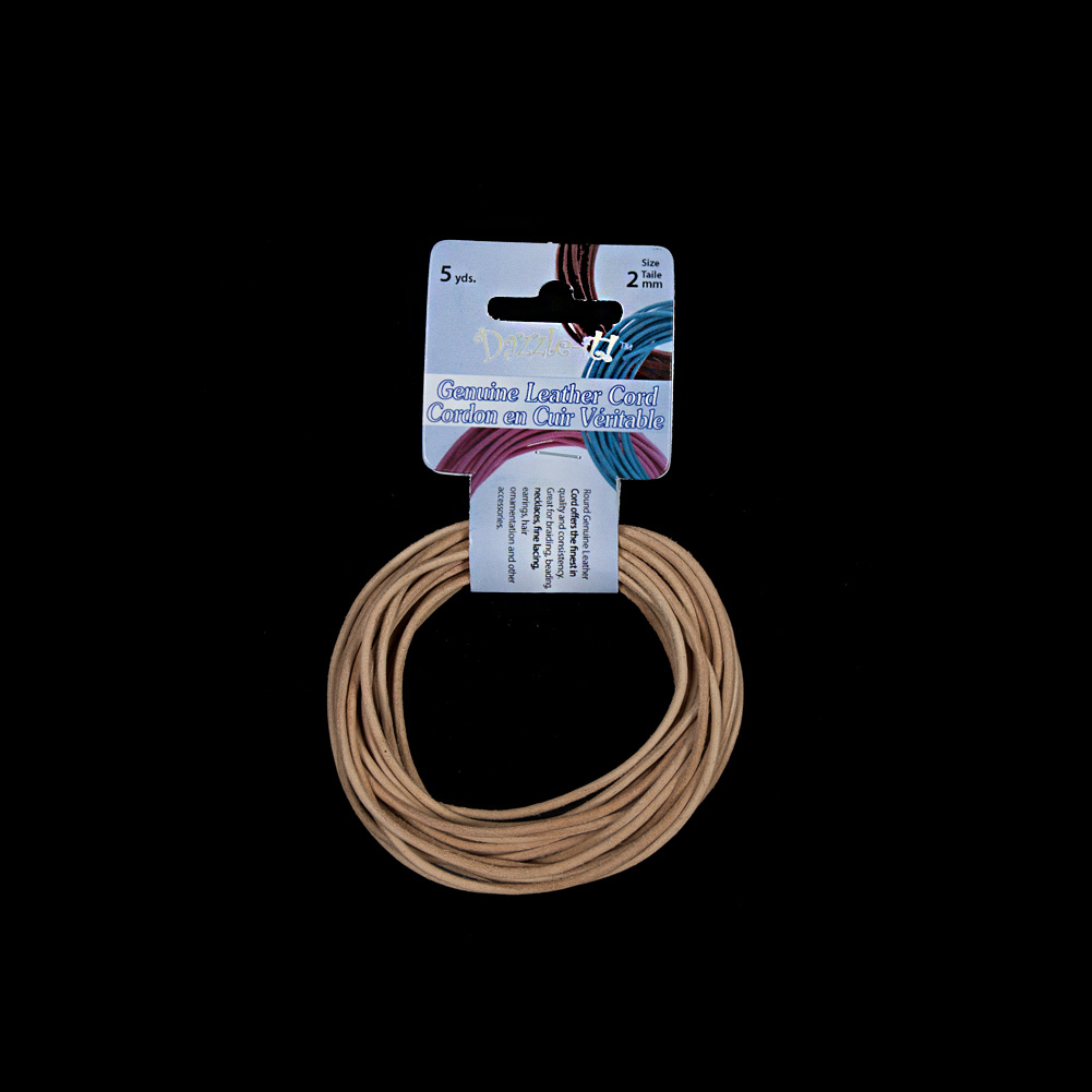 Dazzle-It Natural Genuine Leather Cord – 2mm Dazzle-It Natural Genuine Leather Cord – 2mm