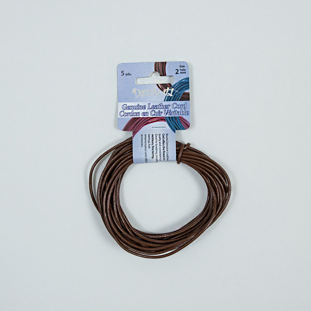 Dazzle-It Brown Genuine Leather Cord – 2mm Dazzle-It Brown Genuine Leather Cord – 2mm