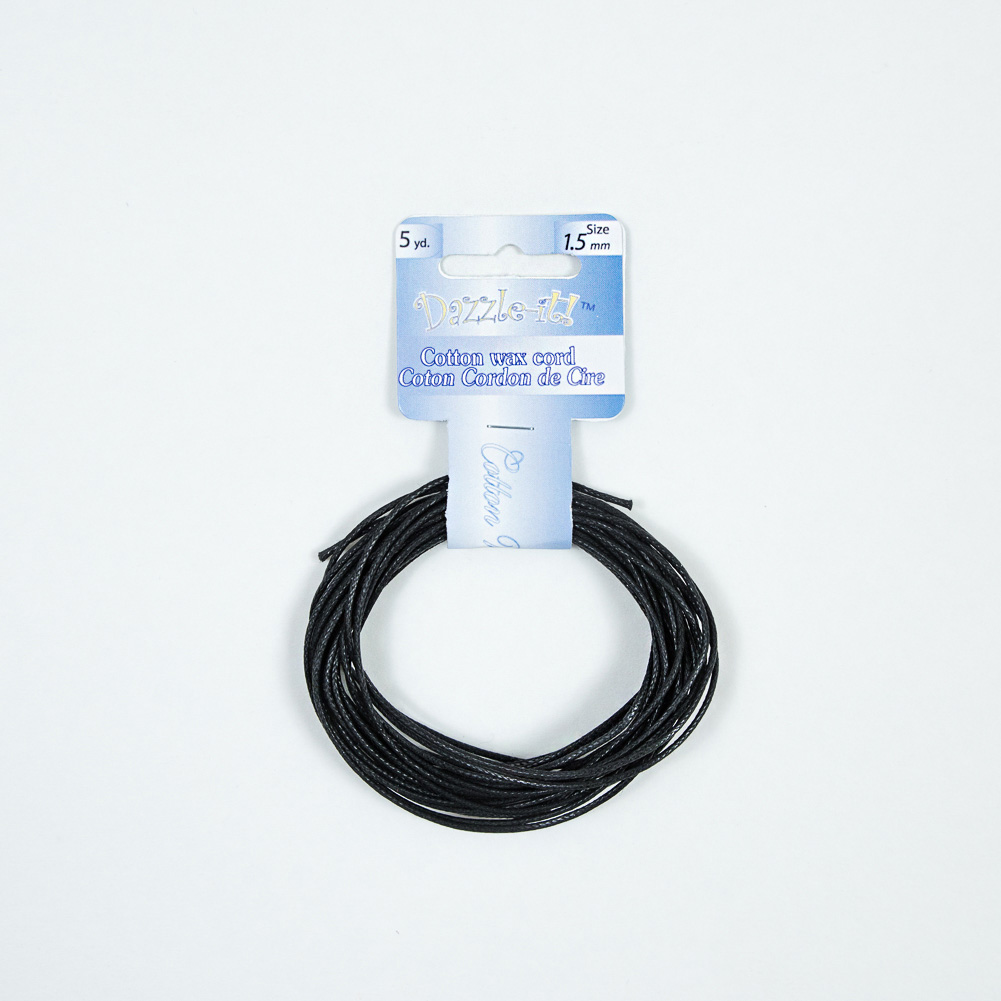 Dazzle-It Black Cotton Wax Cord – 1.5mm Dazzle-It Black Cotton Wax Cord – 1.5mm