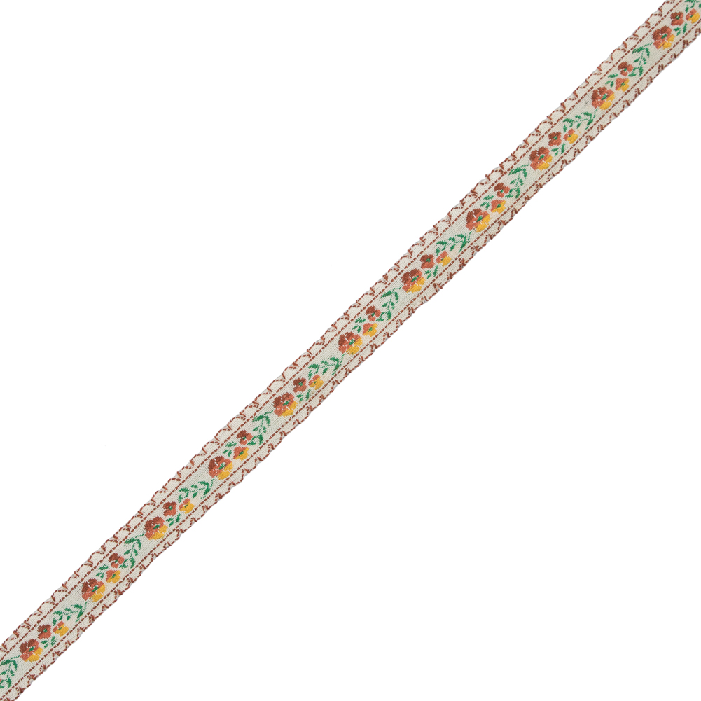 Brown Floral German Jacquard Ribbon – 0.5″ Brown Floral German Jacquard Ribbon – 0.5″