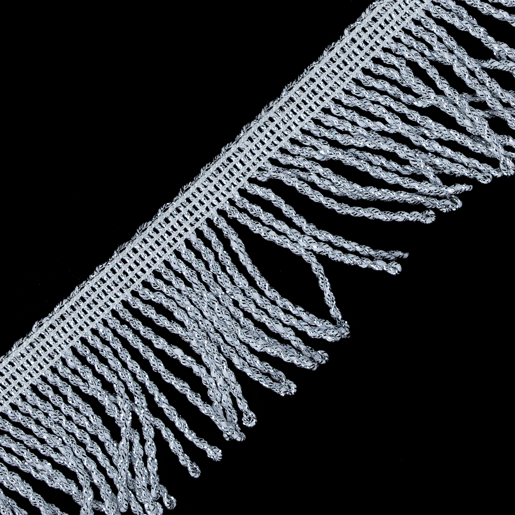 Silver Metallic Twisted Fringe - 2"
