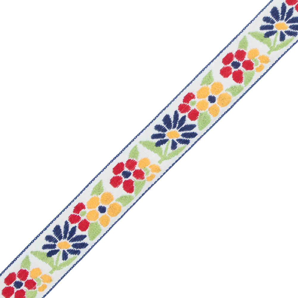 German Primary Color Floral Jacquard Ribbon - 0.75"