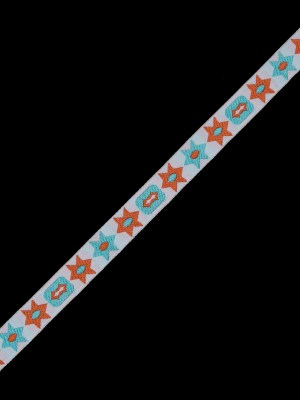 Orange and Blue Geometric Jacquard Ribbon – 0.5″ Orange and Blue Geometric Jacquard Ribbon – 0.5″