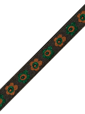 Green and Orange Metallic Floral Jacquard Ribbon – 1.25″ Green and Orange Metallic Floral Jacquard Ribbon – 1.25″