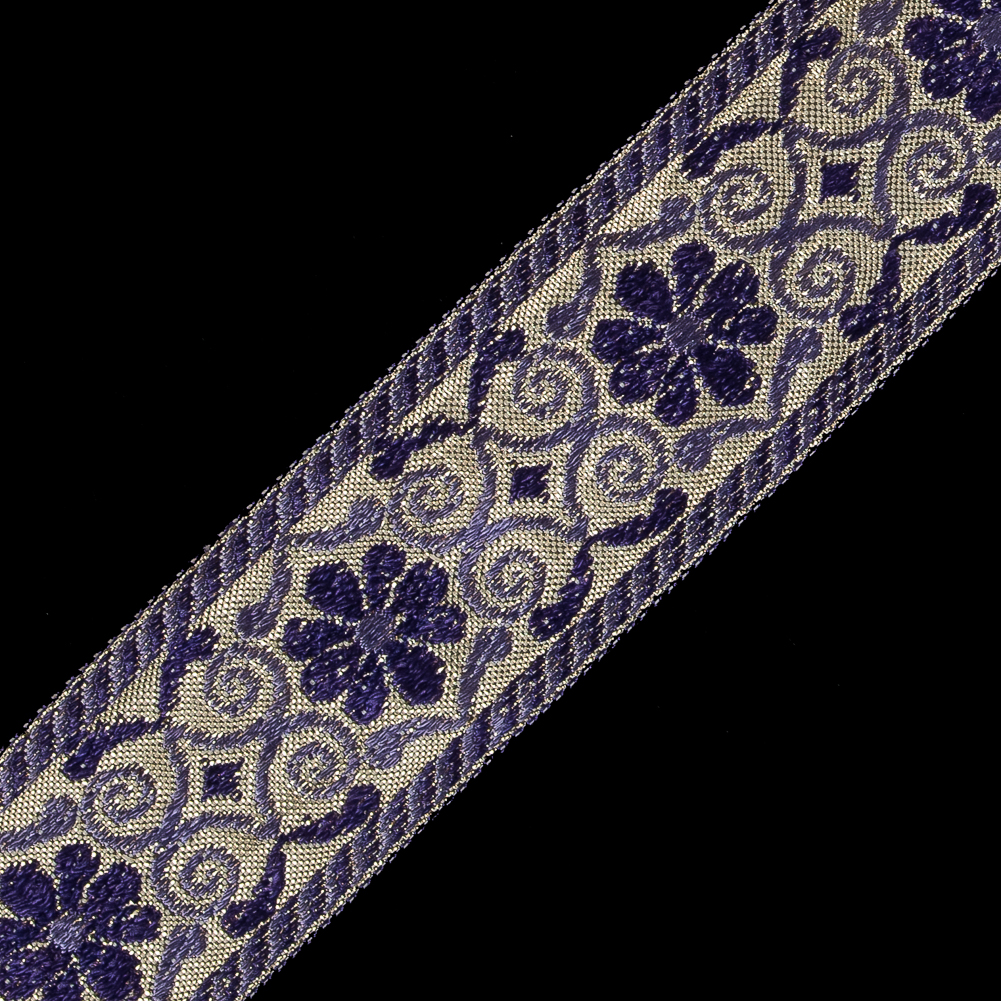 Metallic Gold and Purple Floral Jacquard Ribbon – 1.5″ Metallic Gold and Purple Floral Jacquard Ribbon – 1.5″