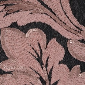 Embroidered Netting with Sequins – Coral Pink Floral Embroidered Netting with Sequins – Coral Pink Floral