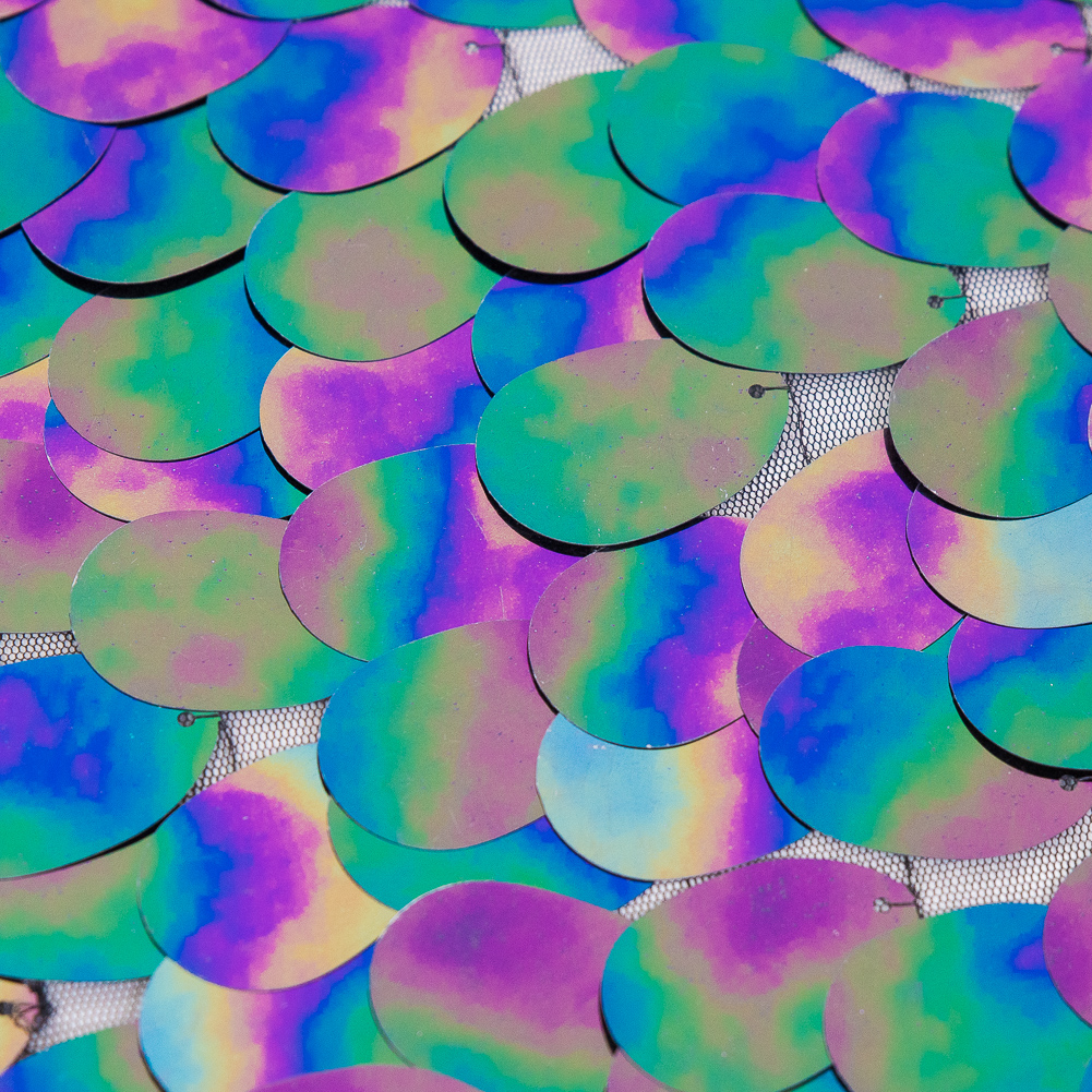 Mesh with Large Paillette Sequins – Multicolor Oilslick – Gilles Collection Mesh with Large Paillette Sequins – Multicolor Oilslick – Gilles Collection