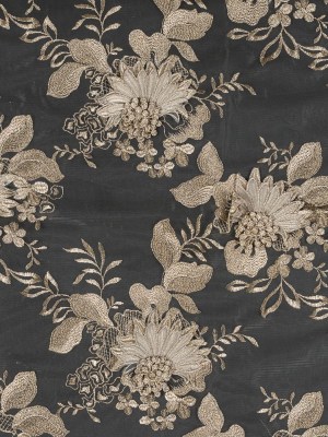 Metallic Gold 3D Floral Embroidered Mesh Metallic Gold 3D Floral Embroidered Mesh