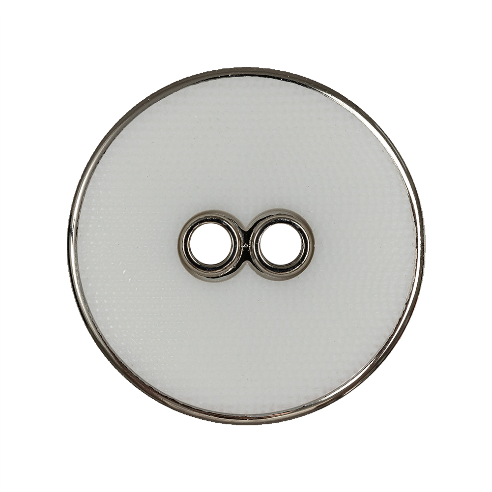 White and Silver Wavy Textured 2-Hole 2-Piece Button – 44L/28mm White and Silver Wavy Textured 2-Hole 2-Piece Button – 44L/28mm