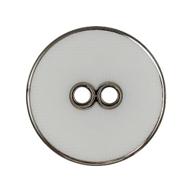 White and Silver Wavy Textured 2-Hole 2-Piece Button – 44L/28mm White and Silver Wavy Textured 2-Hole 2-Piece Button – 44L/28mm