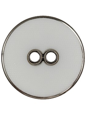 White and Silver Wavy Textured 2-Hole 2-Piece Button – 44L/28mm White and Silver Wavy Textured 2-Hole 2-Piece Button – 44L/28mm