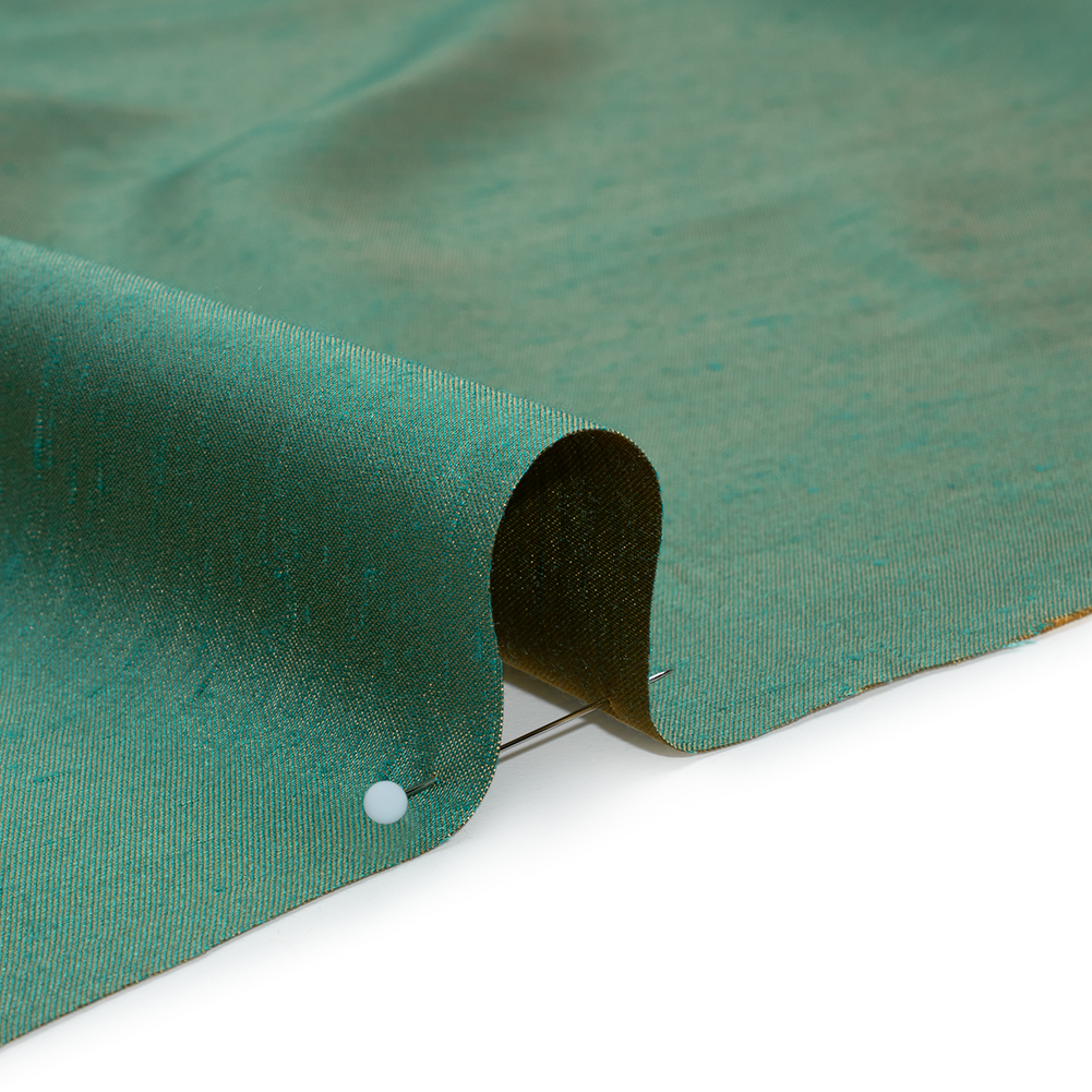 Italian Gold and Turquoise Reversible and Iridescent Shantung Italian Gold and Turquoise Reversible and Iridescent Shantung